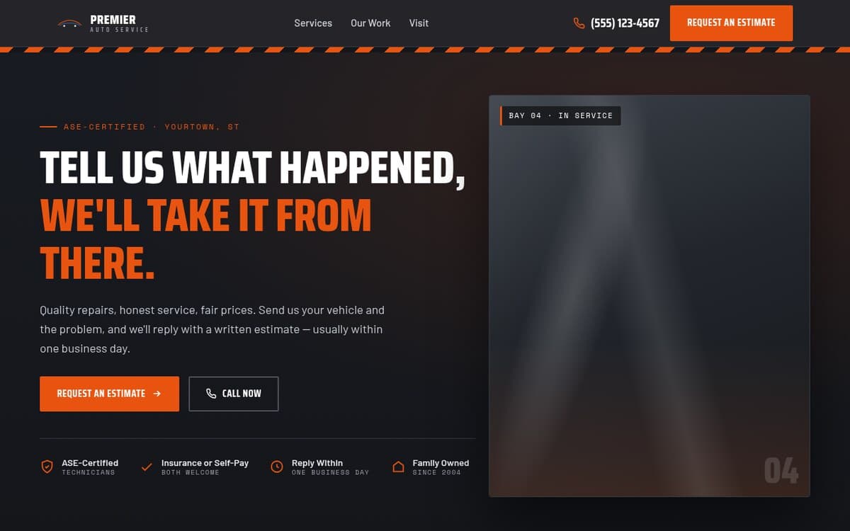 Website + Estimate Form demo